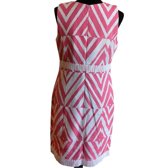 NWTS TAYLOR 60s STYLE PINK & WHITE SLEEVELESS GEOMETRIC DRESS SZ 10 - Picture 5 of 11